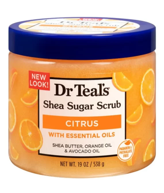 DR Teals Shea Sugar Scrub with Citrus Vitamin C & Essential Oils-19oz/538ml